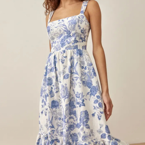 Abbigliamento da donna abito in lino 100% con <span class=keywords><strong>stampa</strong></span> <span class=keywords><strong>tropicale</strong></span> abito elegante estivo lungo donna abiti Casual - Product Image 2