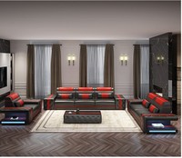 Muebles Inteligentes Modernos de Lujo en Cuero PU con Luces LED RGB de Alta Calidad, Juego de Sofás Modulares para Sala de Estar, Seccional de Esquina