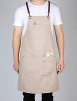 Tablier de travail en cuir robuste bicolore pour les professionnels du secteur de la coiffure, double face, deux couleurs, outil de travail tendance, coton, dos croisé