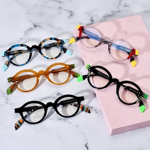Kính mắt gọng acetate nam nữ cổ điển retro, mắt kính tròn nhỏ, kính thuốc theo toa - Product Image 2