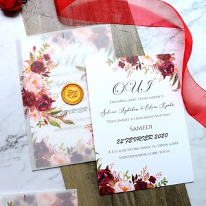 Invitations de mariage en velours <span class=keywords><strong>à</strong></span> impression florale avec sceau de cire de Logo personnalisé et cartes d'<span class=keywords><strong>invitation</strong></span> d'<span class=keywords><strong>anniversaire</strong></span> personnalisées <span class=keywords><strong>à</strong></span> impression colorée - Product Image 2