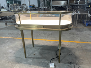 Tùy chỉnh đồ trang sức cửa hàng bán lẻ Tủ sắp xếp hợp lý thiết kế hình chữ nhật thép không gỉ bảng LED ánh sáng đồ trang sức Showcase hiển thị - Product Image 3