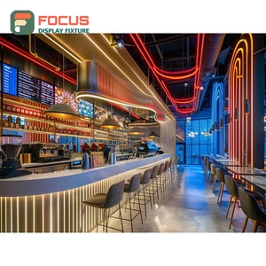 ตู้โชว์กาแฟร่วมสมัย ชั้นวางกระจกเข้ามุม โซนขนมหวาน ตู้โชว์คาเฟ่ลายไม้โอ๊ค - Product Image 1