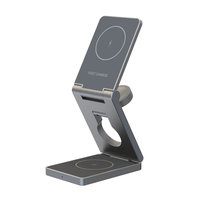Chargeur sans fil multifonctionnel 3-en-1 pliable à aimant puissant 15W à charge rapide avec support personnalisable pour iPhone 18 17 16 15