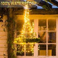 Guirlandes lumineuses LED micro étanches IP44 pour extérieur, lumières féériques de Noël avec fil de cuivre, décorations de jardin pour extérieur, alimentées par énergie solaire
