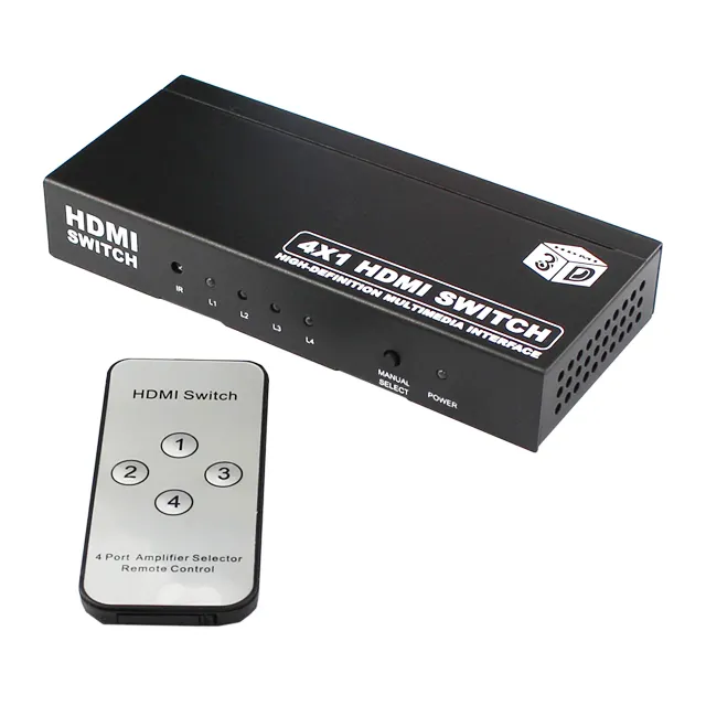 Exportador Solução rentável HDMI Switch 4X1 com controle remoto e ampla gama de aplicações