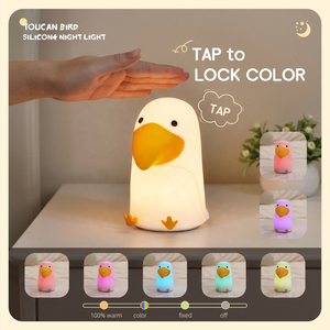 Lampe de nuit en silicone en forme de <span class=keywords><strong>toucan</strong></span> mignon avec capteur tactile, rechargeable par USB, lampe de table LED rechargeable pour enfants, décoration de chambre d'enfant - Product Image 1