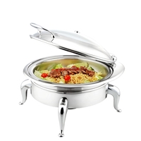 Réchaud de buffet série Gênes en acier inoxydable 304, 6,8 L, pour hôtels, avec pieds courbes et contrôle manuel de la température
