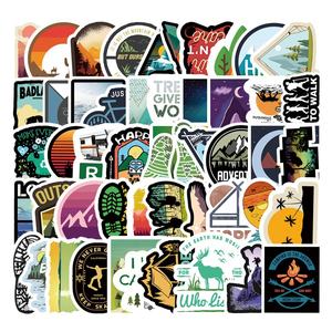 50 pièces autocollants vert pour l'extérieur, étiquette de décoration de fenêtre murale de voiture, <span class=keywords><strong>Camping</strong></span> Go randonnée pique-nique pour ordinateur portable, <span class=keywords><strong>autocollant</strong></span> découpé - Product Image 1