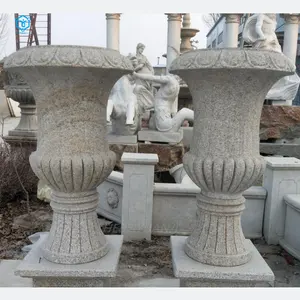 YUANJU Decorative Hand Carved High Quality Outdoor Modern Unique marble vase for garden suppliers