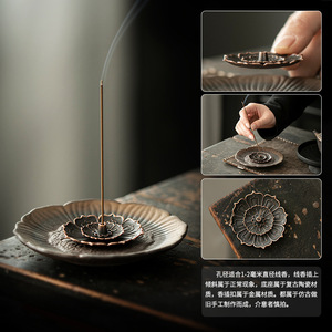 Quemador de incienso de cerámica hecho a mano con diseño floral para ceremonia del té, uso aromático, origen Condado de Dehua - Product Image 2