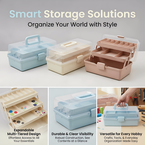 Contenedor Organizador Moderno Multifuncional de Plástico Colorido con Tapa Duradera, Asa y Cierre, Apilable, Tamaño Mediano - Product Image 5