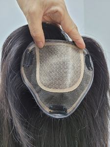 Perruque toupet en cheveux humains à clipser de 12 pouces, mi-longue et droite, noir naturel brun, WIGTS, livraison rapide, style gratuit, peignes intérieurs - Product Image 5