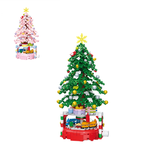 ZuanMa 2023 nouvelle série de noël noël arbre de noël bloc de construction brique ensemble <span class=keywords><strong>Train</strong></span> Base Rotation vert arbre de noël ensemble - Product Image 1