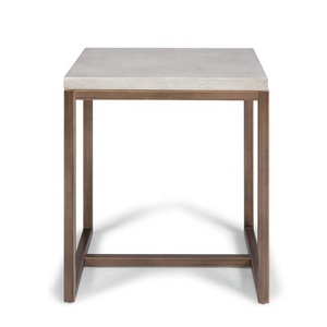 중첩 커피 테이블 세트 2 산업 엔드 스퀘어 대리석 탑 스탠드 소파 사이드 침대 옆 대리석 탑 커피 테이블 - Product Image 4