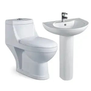 Conjunto de inodoro y fregadero de baño, conjunto de wc, tazón de cerámica con combo de fregadero, moderno, con combinación de lavabo de mano