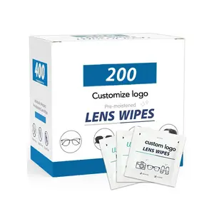 OEM pembersih kacamata Anti kabut, penghapus basah pembersih kaca mata Anti kabut, lensa sekali pakai 200 Hitungan
