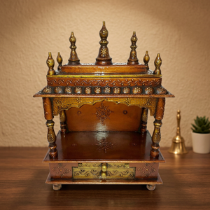 Premium Wooden Handcrafted Hindu Temple <b>Mandir</b> Heritage Look Carved Masterpiece Cultural Accent Meditation Pooja Diwali Wedding - Product Image 3