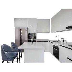 Ensemble complet de meubles de cuisine fonctionnels pour appartement, design de luxe en bois massif avec îlot central - Product Image 3