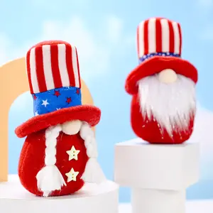 4 temmuz bağımsızlık günü Gonk Tomte cüce amerikan bayrağı süsler peluş 4 temmuz İsveç gnome'u yuvarlak şapka ile