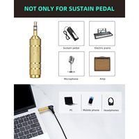 LEKATO Universal 1/4" 6.35mm TS Plug 1/8" 3.5mm TRS Adapter Baja Paduan Hitam Cocok untuk Saklar Polaritas Pedal Sustain Keyboard