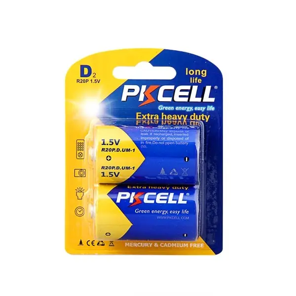 عينات مجانية PKCELL D خلية البطارية R20P R20S R20 1.5v Um1 بطاريات كربون زنك