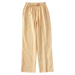 Женская Фланелевая пижама из 100% хлопка с карманами и шнурком