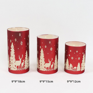 Nuevo diseño rojo loco láser grabado al aire libre Navidad LED cilindro zócalo luces para diversión venta con iluminación - Product Image 2