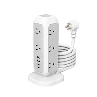 Multiprise verticale Worldplug avec protection contre les surtensions, multiprise de bureau, rallonge électrique, 11 prises