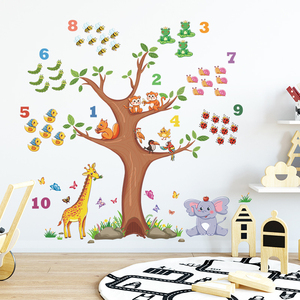 Adesivi murali in PVC con animali ingegnosi e albero della matite, decorazione per la cameretta dei bambini, soggiorno, asilo nido, murales artistici fai da te, decorazioni per la casa - Product Image 2