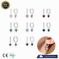 Pendientes de Aro Colgantes con Corazón ChuYao para Mujer, Tono Plateado, con Circonitas Pavé, Joyería de Moda al por Mayor