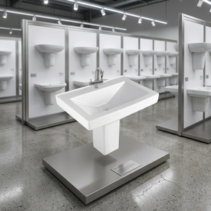 Modern Design White Ceramic Semi Pedestal Sink Wash Basin With Drainer Made In India For Bathroom - Product Image 5