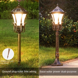 <b>Solar</b> Powered Garden Lamp <b>Post</b> with Glass Shade 2700K Warm White LED Iron Body IP66 Motion Sensor 10-Year Warranty Outdoor <b>Light</b> - Product Image 6