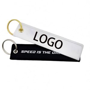 <b>Custom</b> Embroidered Lock Logo Keychain Polyester Metal Key <b>Tag</b> Pendant for Enterprise Brand Promotional Gift - Product Image 1