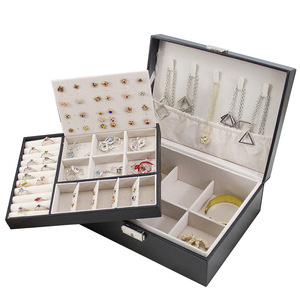 Шкатулка для украшений Gangtongpu из кожи, многослойная, большая вместимость, с замком, для колец, серег, браслетов - Product Image 5