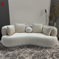 Geometrische Puzzles Sofa-Garnitur aus Samt mit halbkreisförmigen Bögen für offene Räume und kleine Wohnungen