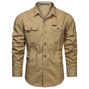 Camisa de Hombre de Manga Larga, Color Sólido, con Botones y Bolsillos, Cuello Clásico, Estilo Casual, Roja, de Algodón, Corte Ajustado - Product Image 4