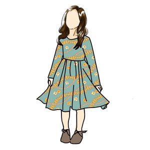 Vestidos de Niña Estilo Inglés Otoñal, Corte en A, Personalizados, 95% Algodón, Manga Larga, Estampado Floral, Ecológicos, para Bebés y Niños Pequeños, OEM/ODM - Product Image 2