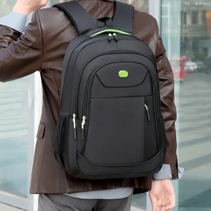 Lingzhi Kangaroo 8071 <b>Backpack</b> <b>Black</b> Large Capacity Business Travel Laptop Bag For <b>Men</b> Solid Color Polyester Lining 10 Inches - Product Image 1