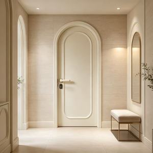 Puerta de Madera Compuesta Lacada Blanca, Arco <span class=keywords><strong>Elegante</strong></span>, Impermeable, para Dormitorio, Villa, Apartamento, Puertas de Una Hoja - Product Image 2