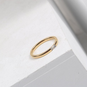 Dainty Waterproof PVD Gold Plated square Cz Crystal <b>Ring</b> Jewelry Stainless Steel <b>Thin</b> <b>Rings</b> - Product Image 4