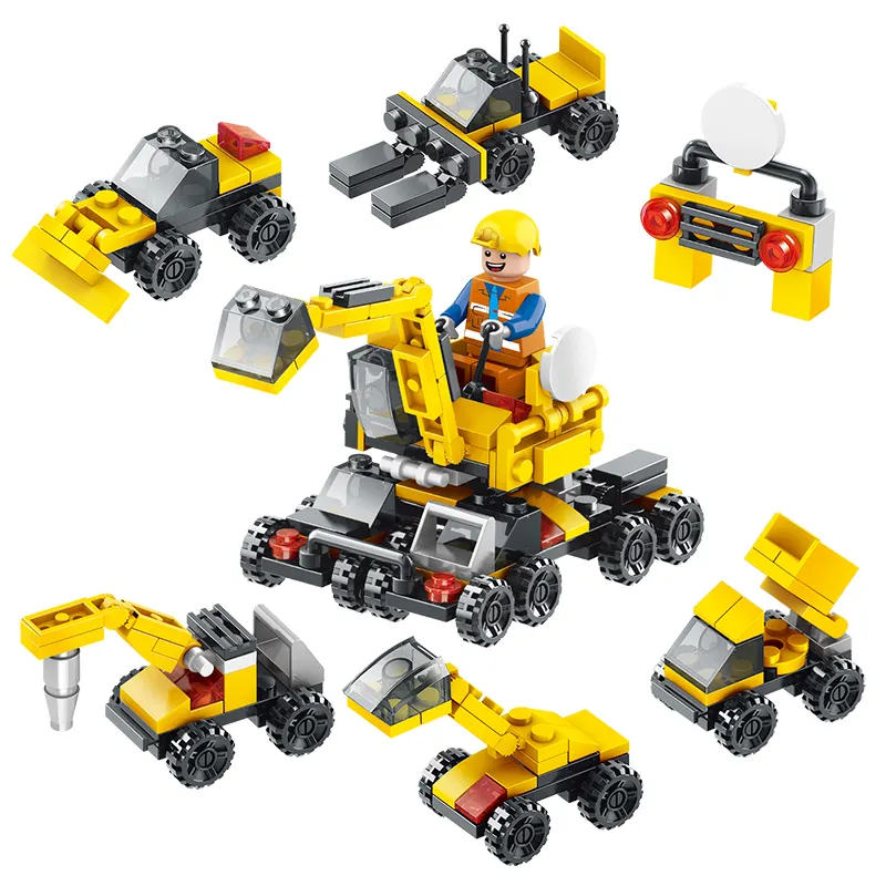 LELE BROTHER Promotion Gift Toys 6 In 1 City Engineering Construction Truck Building Blocks