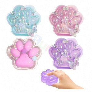 Premium Quality Extra Soft Silicone Cat Paw Kawaii Squishy <b>Ball</b> Sensory Fidget Stress Relief Therapy <b>Squeeze</b> Toy for 5 7 Years - Product Image 1