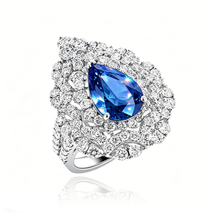 Anillo de diamantes de corte brillante con piedra preciosa en forma de pera, de oro macizo S925/10K/14K/18K, cultivada en laboratorio, calidad VVS-VS, joyería de moda. - Product Image 1