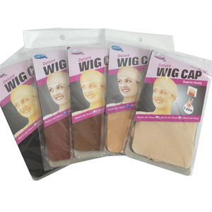 Logo personnalisé et emballage Deluxe Dream <span class=keywords><strong>Beige</strong></span> Perruque Cap 2 PCS/Pack Extensible Élastique Filet À Cheveux <span class=keywords><strong>Snood</strong></span> Perruque Cap Hairnet Cheveux Maille - Product Image 1