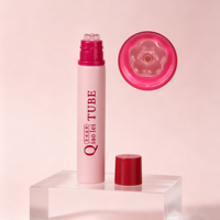 Tube cosmétique applicateur de baume à lèvres en PE de 19 mm en forme de fleur, couleur personnalisable, logo personnalisé, sérigraphie, marquage à chaud, rose mat