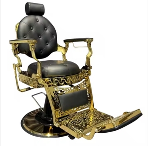 Sillón de Barbería Clásico Tradicional con Bomba Hidráulica, Función Reclinable, Asiento de Cuero, Reposapiés Ajustable, Base Redonda, Muebles de Salón - Product Image 2