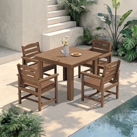 Ensemble de table et de chaises carrées d'extérieur, ensemble multi-pièces adapté aux terrasses, jardins et plages en plein air