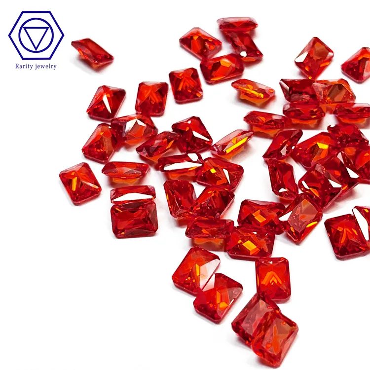 Rarity Factory Directsale Rectangle Orange Loose Gemstone Zircon Stone Price Per Carat Diamond Cubic Zirconia