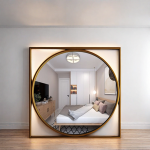 Tùy Chỉnh Lớn Vàng Đen Kim Loại Khung Hình Chữ Nhật Tường Treo Gương Sang Trọng Trang Trí Nội Thất Đương đại Đầy Đủ Cơ Thể Vuông Espejo - Product Image 3